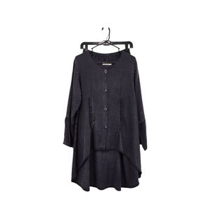 Bodil Women's Vintage Asymmetrical Tunic Top and Skirt Set Lagenlook Dark Gray